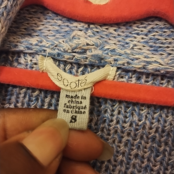 Urban Outfitters Ecoté Blue,Black,Red Women's Artez Open Front Sweater Sz Small - Picture 4 of 12